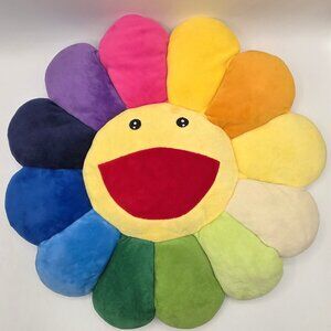 Rainbow Smiley Flower Plush Pillow Pop Art Kawaii Murakami STYLE Unbranded 18"